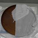 Solid Wood Serving Tray, Decorative Serving Trays Platter Round Non-Slip Tea Coffee Snack Plate Food Meals Serving Tray with Raised Edges for Home Kitchen Restaurant (11.8inch, Brown)