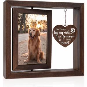 Dog Memorial Gifts for Loss of Dog, Pet Memorial Gifts for Dogs Cats, Rotating Wooden Picture Frame, Funeral Tribute for Beloved Dogs & Cats