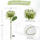 Briful 6PCS Artificial Mums Spring Flowers 4'' Green Spider Chrysanthemum Fake Flowers Bouquet for Home Vase Centerpieces Arrangements Bridal Shower Decoration