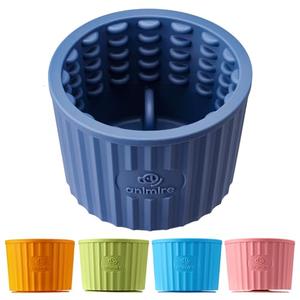 Dog Lick Bowl, Anxiety Relief Dog Licking Mat Freezer Treat Dispenser, Non-Slip Anti-Choking Silicone Slow Feeder Lick Bowl for Small Medium & Large Breed Dogs, BPA Free(Deep Blue,M-L)