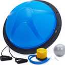 23/25In Half Balance Ball with Non-Slip Base, 1600Lb Capacity Stability Trainer for Core Workout, Includes Resistance Bands, Pump, and Bonus Ball, for Home Gym Stability Workouts