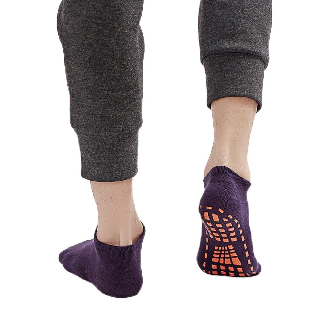 makanu Unisex Non Slip Socks, Tangerine Color, 3 Pairs, Size 6-8.5, Low-Cut Cotton Grip Socks, Anti-Skid Workout Yoga Pilates Barre Home & Hospital