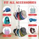 3 x Hat Organizer for Closet, Collapsible Metal Cap Rack with Rotating Hooks, Up to 40 Baseball Caps Holders for Display and Storage, Space Saving Hat Hanger for Closet Organizers and Storage, Black