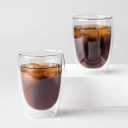 Bodum 12oz Pavina Double Wall Insulated Tumbler, High-Heat Borosilicate Glass, Set of 6, Clear
