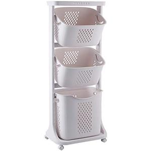 Laundry Basket Bathroom Multi-layer Clothes Storage Basket Household, Simple Kitchen Shelf Fruit Stand, 17.3 x 13 x 43.3 inches