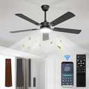 JOFIOS Ceiling Fans with Lights, 42 inch Ceiling Fan with Light and Remote, Reversible, 3CCT, 6-speeds, Dimmable, Noiseless, Black Ceiling Fan for Bedroom, Kitchen, Living Room