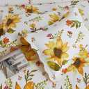 Cmfshape Floral Quilt Sets Bedspread Set,100% Cotton Yellow Sunflower Bedding Set,Reversible Lightweight Soft Bedspread Coverlet for All Season with 2 Pillow Shams(King 106"x96")