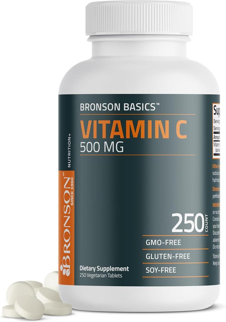 2 x Bronson Vitamin C 500 mg Immune & Antioxidant Support, Non-GMO, 250 Tablets Exp 03/2028