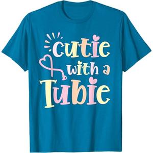 Cutie With A Tubie Feeding Tube Awareness G-button G-tube T-Shirt, S
