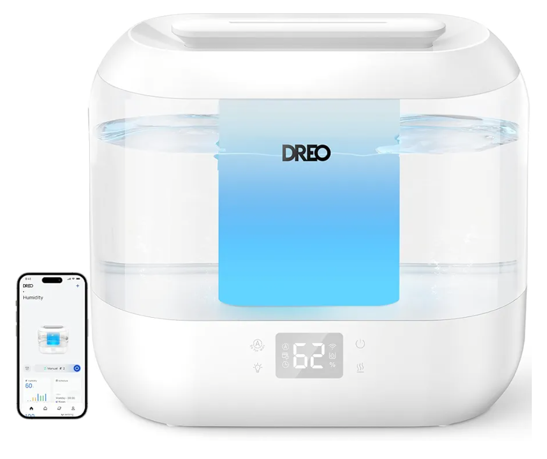 Dreo Smart Humidifiers for Bedroom, Top Fill 4L Supersized Humidifier Large Room with 28 dB, 36H Runtime, Touch/APP/Voice Control, Nightlight, Cool Mist Humidifiers for Baby, Plants, Indoor, White