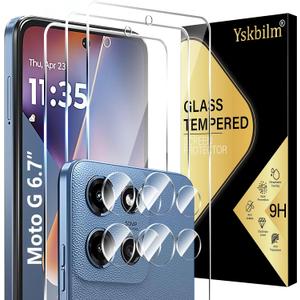 (3+2 Pack) Designed for Motorola Moto G 5G 2025 Tempered Glass Screen Protector + Camera Lens Protector,[3D Touch][Bubble-Free][Anti-Scratch] Screen Protector Glass For Motorola G 5G 2025