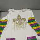 Mardi Gras Shirt Women Mardi Gras Carnival Long Sleeve Shirts New Orleans Party Blouse with Pockets, Small, White