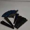 BABEYOND 7pcs Vintage Folding Hand Fan Embroidered Sequins Handheld Folding Fan Fabric Folding Fan for Wedding Dancing Party (Color Random Selected with Embroidered Sequins)