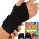 2 Pack Wrist Brace for Women & Men, Adjustable Fits Both Right & Left Hands for Night Support Tendonitis Carpal Tunnel Arthritis Lifting Arthritis Tennis Sprained Typing Sports, Black