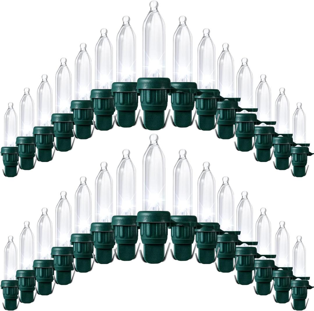240 Pcs Christmas LED Replacement Bulb Mini Wide Angle LED Xmas Bulb LED Tree Light Outdoor String Light Replacement for Christmas Garden Tree Party(Green Base with Cold White Bulb)