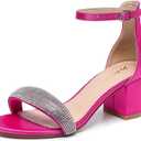 Amoji Women's 2.5 Inch Low Heel Ankle Strap Dressy Sandals 301, Size 37.5