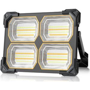 500W Led Work Light Rechargeable,42000MAh Solar Portable Light, 42000LM Magnetic Work Lights, 326 Led Battery Work Lights with Stand 5 Lights Modes IP66 Waterproof for Outdoor Camping Car Repairing