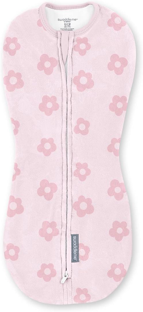 SwaddleMe by Ingenuity Compression Baby Swaddle Pod in Velboa, Two-Way Zipper for Easy Diaper Changes, Improves Sleep & Calms Startle Reflex, 0-2 Months, 1.0 TOG, 2-Pack - Clouds & Stars