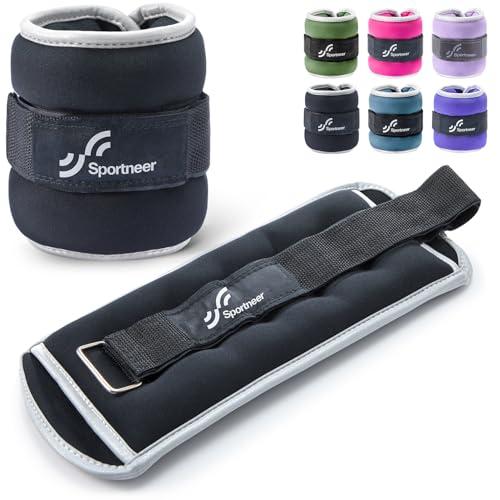 Sportneer Ankle Weights Wrist Weights - 0.5/1/2/3/5 LBS Pair for Men Women Kids Strength Training Wrist and Ankle Weights Set Comfortable and Soft Perfect for Dancing Running Walking Fitness Workout, Black