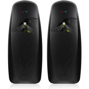2PCS Automatic Air Freshener Spray Dispenser - Commercial and Home Use - Multiple Time Scent/Mist Release Settings for Room/Restroom Sprayer,Air Freshener not Included,Black (1 Count (Pack of 2))