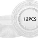12 Pack Crystal Glass Salad Plates,7 Inch Round Glass Dessert Plate,Small Dinner Snack Cake Plates for Kitchen