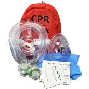MCR Medical Pack of 10 Adult & Infant CPR Mask Combo Kit with 2 Valves