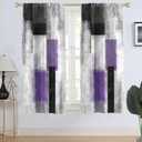AAtter Purple Grey and Black Window Curtain Abstract Gray White Lavender Geometric Lilac Violet Silver Living Room Bedroom Window Drapes Treatment Fabric 1 Pair Home Decor, 52" W x 63" L, Modern (52"W x 63"L (Pack of 2), Purple)