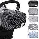 Small Diaper Bag, Mini Stroller Organizer Accessory with Wipe Pockets Caddy Parent Console with Hook Fit All Strollers, Black