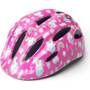 Kid Bicycle Helmets, LX LERMX Kids Bike Helmet Ages 3-5/5-14 Adjustable from Toddler to Youth Size, Durable Kids Bike Helmet with Fun Designs for Boys and Girls (Small:3-5 years old, Pink 02)