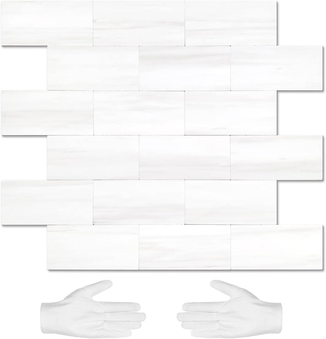 STICKGOO 10-Sheet Subway Tile Peel and Stick Backsplash, Star White Marble Look Dolomite Kitchen Backsplash Wall Tile, PVC Stick on Backsplash for Kitchen (Dolomite white Marble)
