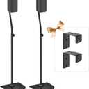 Height Adjustable Speaker Stand Pair Extend 33" to 42" with Wall Mount for Samsung, Vizio, Bose, LG, Roku Rear Speakers and More Surround Sound Speaker Stands Up to 5Lbs with Key Hole&Thread Hole
