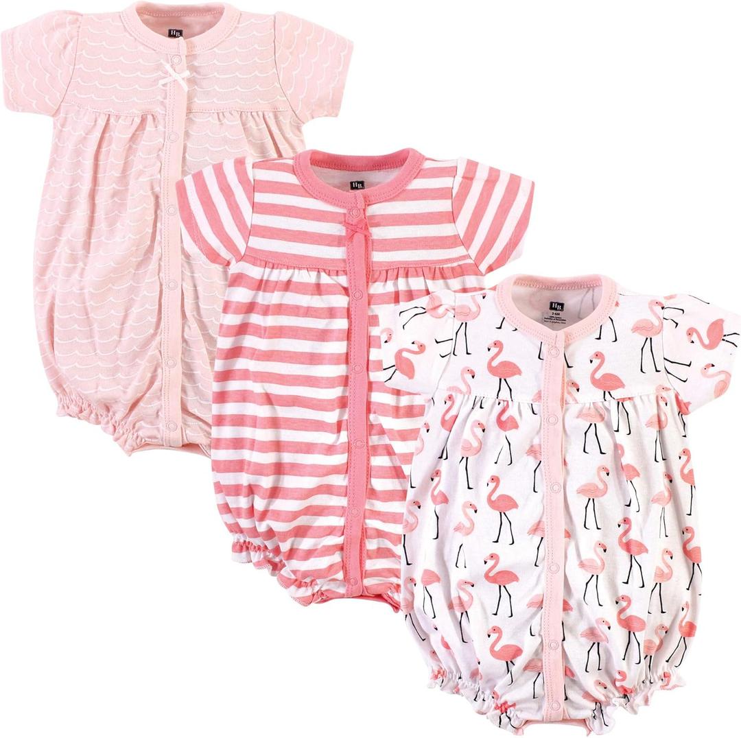 Hudson Baby Unisex Cotton Rompers (9-12 Months, Coral Flamingo)