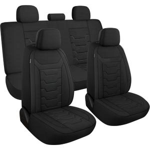 3D Air-Mesh Car Seat Covers Full Set, Breathable and Split Bench Compatible Seat Covers for Cars, Universal Car Interior Covers for Most Cars Sedan Truck SUV(Black)