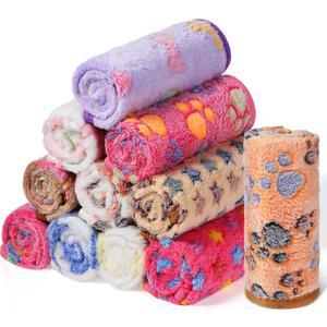 Tatuo 12 Pieces 16 x 24 Inch Dog Blanket Super Soft Warm Cat Sleep Mat Pet Kitten Doggy Fluffy Fleece Blankets with Cute Dog Paw Bone Star Elephant Patterns Printed Fluffy Blanket for Small Cat Puppy