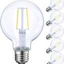 E ENERGETIC LIGHTING LED Globe G25 Dimmable Edison Light Bulb, 40 Watt Equivalent, 5000K,350LM, E26 Medium Screw Base, Christmas Light, G80 LED Edison Light Bulb, ETL Listed, 6-Pack