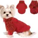 Dog Sweater Turtlenecks Dog Sweaters for Small Dogs Winter Fleece Doggy Clothes Puppy Outfits Cold Warm Pet Sweater Puppy Coat Doggie Jacket Chihuahua Yorkie Teacup Cat Apparel, Red, M (Medium (Chest 17in ))