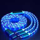 IHAO Multi Connectors Fast Charging Cable 3 Combinations in One Cable USB A to USB C/Micro USB Cord Lighted Up LED Flowing Compatible with Most of Electric Device-47 Inches Blue