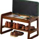 latifolia Shoe Rack Bench, Entryway Shoe Bench with Cushion, Flip-Open Storage Compartment, 2-Tier Shoe Organizer(Green,21.65''L)