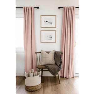 100% Blackout Shield Linen Blackout Curtains for Bedroom 84 Inches Long, Back Tab/Rod Pocket Living Room Drapes, Thermal Insulated Blackout Curtains 2 Panels Set, 50" W x 84" L, Blush Pink