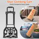 DIAMONDFORGE Stair Climbing Dolly, 220LBS Heavy Duty Stair Climbing Cart with Telescoping Handle, Portable Folding Aluminum Cart for Stairs, 6 Wheels & Rope for Home, Groceries, Black