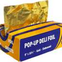 200 Count Pre-cut Pop-up Deli Aluminum Foil Sheets  Gold Color, 9 x 10.75 Disposable Wrappers for Food Wrap, 200 Sheets Pop-up Foil with Embossed Design