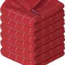 Artoid Mode Checkered Designed Cotton Red Terry Kitchen Dish Cloths, 12x12 Inch Soft Absorbent Quick Drying Cleaning Kitchen Rags Set of 6