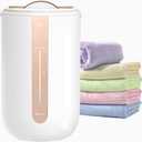 Keenray Towel Warmer for Bathroom, Towel Warmer Bucket with Heating Progress Bar, Fragrance Disc Holder, Leather Handle, Auto Shut-Off Towel Bucket Fits Up to Two 40" x 70" Towels, Bathrobe, Blankets (White/Champagne Gold)