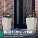 Step2 Tremont Tall Square Tapered Planter, 28", Indoor/Outdoor Plants, Efficient Drainage, Durable Resin, Concrete