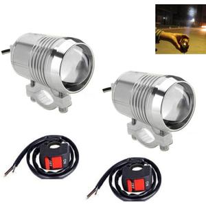 2pcs Bright 30W LED Motorcycle Headlight Auxiliary Work Light + 2pcs ON/Off Button Switch, Universal For Car Offroad ATV Truck Spotlight Driving Fog Spot Lamp
