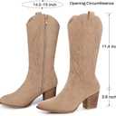 Cowboy Boots for Women 2025: Mid Calf Cowgirl Boots Western Embroidered Country High Heel Pointed Toe Booties
