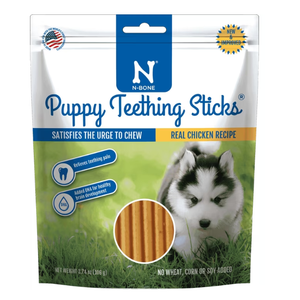 N-Bone Puppy Teething Sticks, Dried Chew Sticks for Puppy Dogs, Chicken Flavor, 3.74 oz, for Small Dogs, Natural Alternative to Plastic Chew Toys (BBD: 17 Aug 2027)