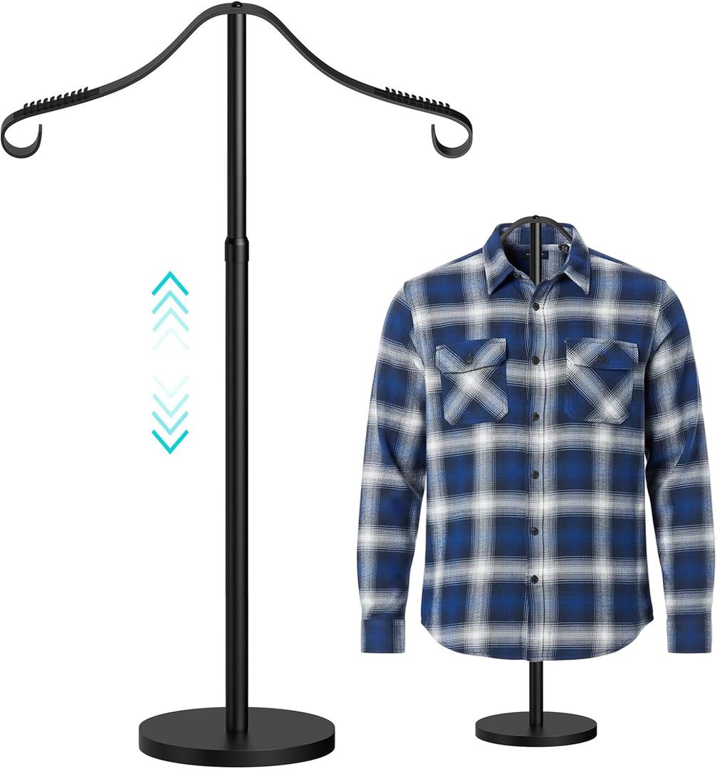 Reusable Shirt Display Stand-Mannequin Torso Tshirt Display Stand for Retail/Vendors,18-33" Adjustable Dress Form Mannequin Stand Clothes Rack,Portable Stable Holder Jacket Coat Hanger,All Metal/Black