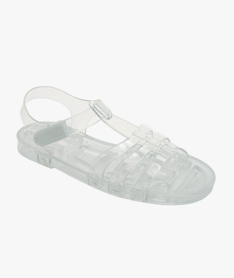 Toddler Sandals Jelly Shoes Girls Unisex Boy Flat Retro Slides Clear Kids Water Slippers Sling back Summer Beach Adjustable Buckle Glitter Dress Soft Size 24