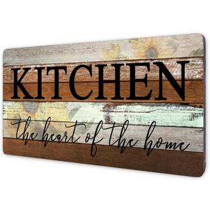 Farmhouse Kitchen Signs Wall Decor Funny Kitchen Wall Art-Kitchen is The Heart of The Home-Sunflower Themed Printed Large Wood Signs Kitchen Wall Decor Home Decorations 16" x 8"